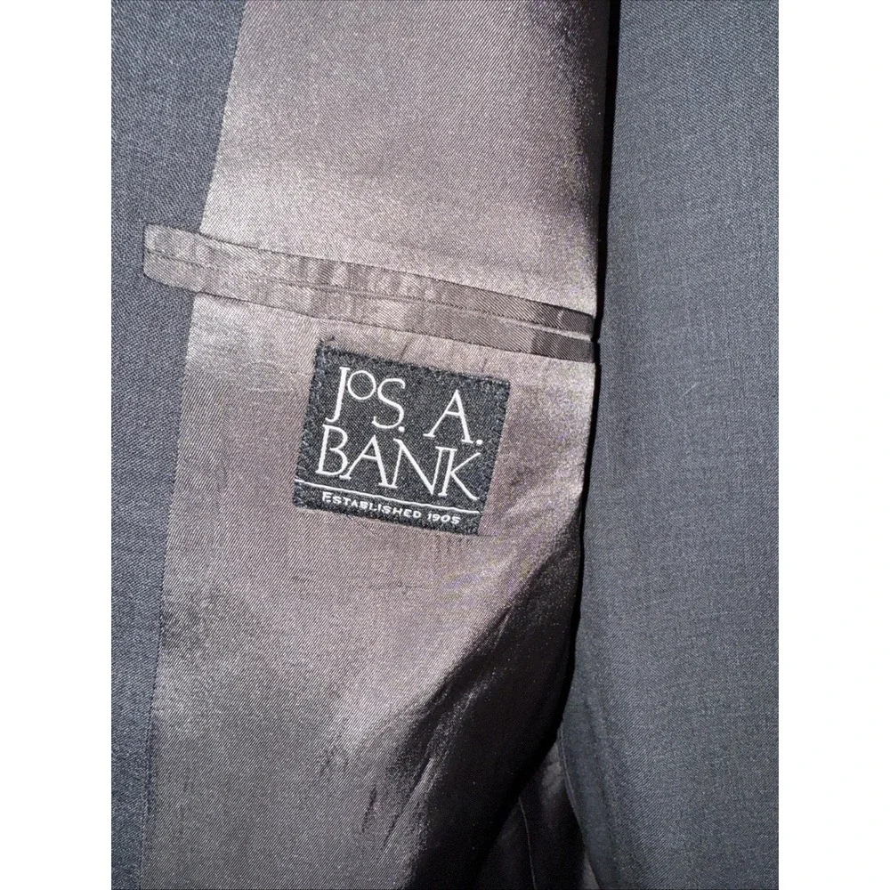 Jos. A. Bank Suit Mens 44lL Charcoal Check 100% Wool 38x32 Cuffed Pants